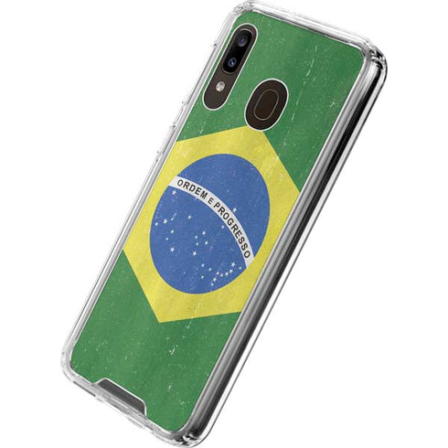 Brazil Flag Distressed Galaxy A30 Clear Case
